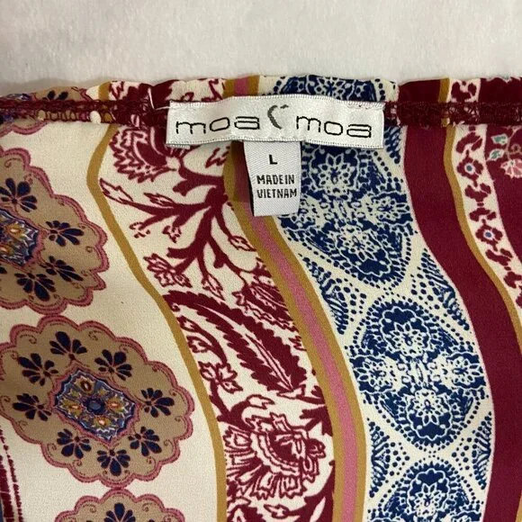 Moa Moa Women's Blouse Top Scoop Neck 1/2 Sleeve Boho Floral Size L New w/o Tags - Picture 5 of 6